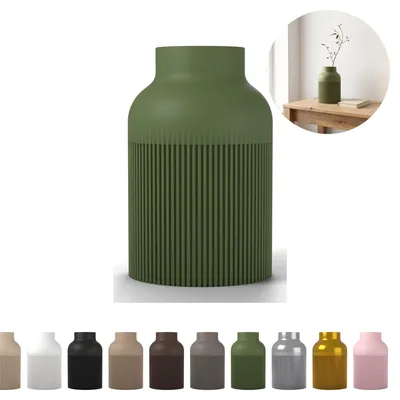 Image de Vase décoratif Hiku Japandi 17,6 cm, strié en PLA – Vert olive