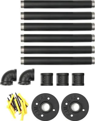 Produktbild von Kleiderständer Wandmontage 94cm Abnehmbarer Schwarzer Eisen Kleiderstange - Schwere Metall-Hängestange für Schaufenster und Kleiderspeicherung