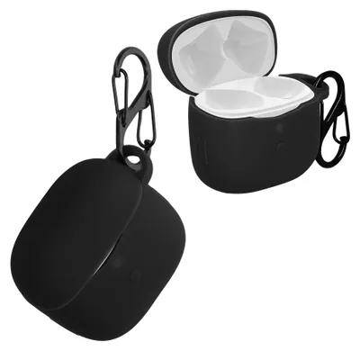 Produktbild von kwmobile Schutzhülle für SoundPeats Air 3 Hülle - TPU Silikon Case für Kopfhörer Ladecase - stoßfestes Cover mit Karabiner - Schwarz