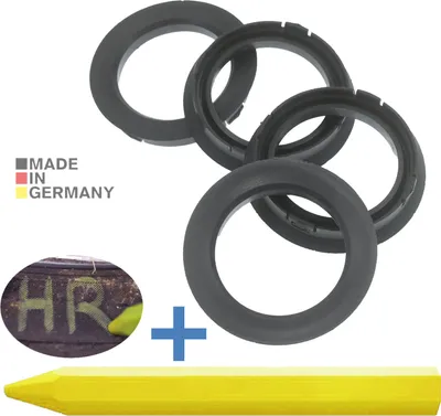 Produktbild von 4X Zentrierringe 74,1 x 56,1 mm Dunkelgrau Felgen Ringe + 1x Reifen Kreide Fett Stift