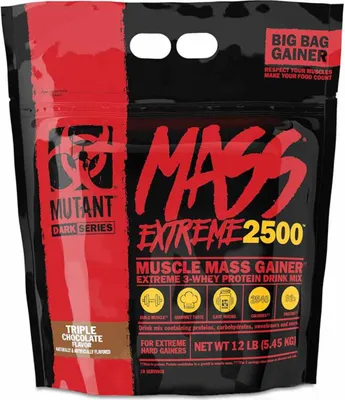 A bag of MUTANT Mass XXXtreme 2500 Triple Chocolate.