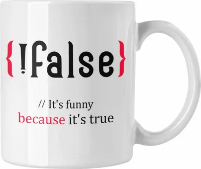 Produktbild von Trendation - Coder Tasse Geschenk für Programmierer Softwareentwickler Nerds Geschenkidee !False It's Funny Because Its True IT Techniker (Weiß)