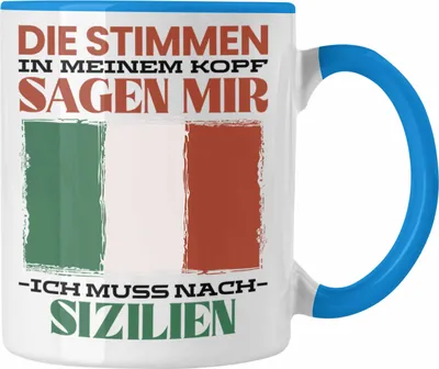 Produktbild von Trendation - Sizilien Tasse Urlaub Heimat Geschenk Spruch Italiener Geschenkidee (Blau)