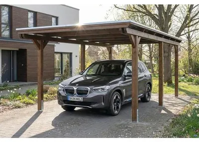 Produktbild von Einzelcarport SKAN HOLZ Emsland inkl. Pfostenanker 340 x 604 cm nussbaum