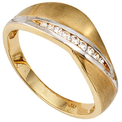 Produktbild von Ring Goldring Damenring mit 9 Zirkonia 333 Gold Gelbgold teilmattiert Innenumfang 60mm Ø19.1mm