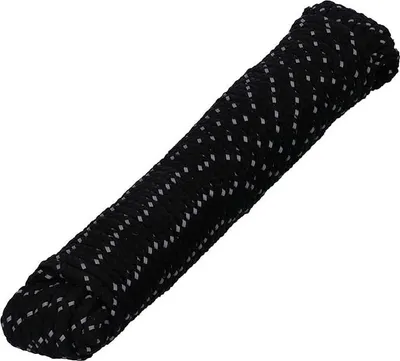 Produktbild von HELPMATE – Nylonseil 5mm schwarz reflektierend – Allzweckseil zum Basteln & für Outdoor-Aktivitäten – geeignet als Spannseil, Zeltschnur, Wäscheleine & Co – witterungsbeständig & schwimmfähig (1x 15m)