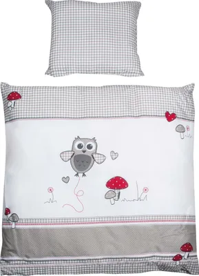 Produktbild von roba Wiegenbettwäsche 2-tlg, Wiegenset 'Adam & Eule', Babybettwäsche 80x80cm, 100% Baumwolle