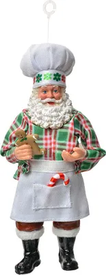 Immagine prodotto di Targhetta natalizia Clayre & Eef Babbo Natale 17 cm in tessuto bianco