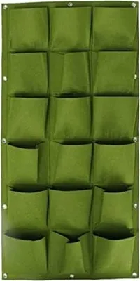 Image de 18 Pocket Vertical Wall Garden Jardinière, imperméable à l'eau respirante en feutre Tissu Tenture murale Sacs à plantes pour le jardinage intérieur extérieur Sacs à plantes - Vert