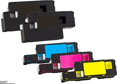 Produktbild von OBV 5x kompatibler Toner passend für Dell C1760 C1760nw C1765 C1765nf C1765nfw 2x schwarz, je 1x cyan, magenta, gelb