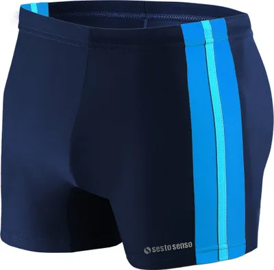 Produktbild von Sesto Senso Herren Badeboxer – enganliegend, elastisch | Komfort für Strand und Schwimmbad | Kontraststreifen | Drei Farben | Größen S-XXL