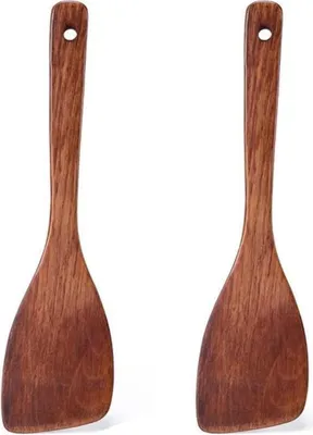 Produktbild von Hölzerner Kochspatel - Premium Pfannenheber aus Holz - Küchenhelfer mit langem Griff aus massivem Holz - Hartholz - 33 x 8 cm - 2 Stück