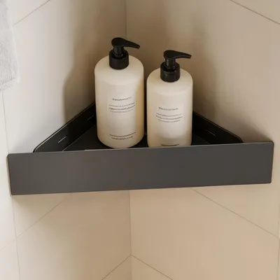 Produktbild von doporro Duschablage ohne Bohren Ecke,Duschregal zum Kleben,Eckregal Bad,Badezimmer Organizer,Wandregal für Shampoo und Duschgel,Sandschwarz Reglo-07