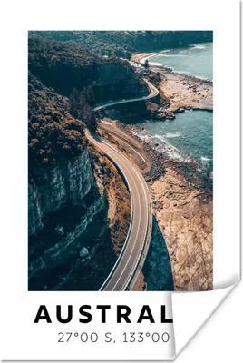 Produktbild von MuchoWow® Poster Australien - Meer - Landstraße 120x180 cm - Kunstposter