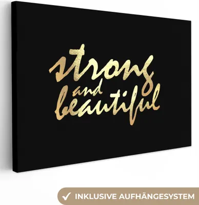 Produktbild von OneMillionCanvasses® - Leinwandbilder - 140x90 cm, Zitate - Motivation - Schwarz - Gold, Wandbilder Kunstdruck Wanddekoration