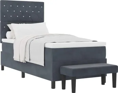 Immagine prodotto di Letto boxspring vidaXL con testiera, grigio scuro, 190 x 90 cm, velluto