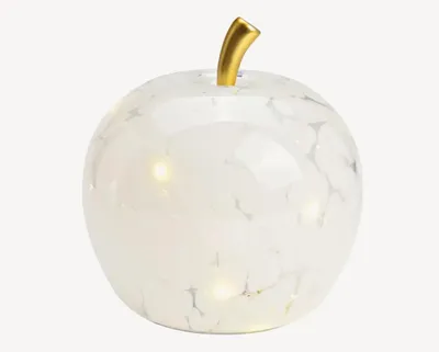Produktbild von Seyila Home Dekorative Glas Apfel LED Leuchte mit Timer, Crackle-Glas, Tischlampe für Wohnraum, Deko