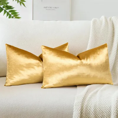 Immagine prodotto di Set di 2 federe per cuscini in velluto, 30x50 cm, color oro