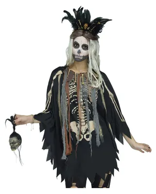 Produktbild von Voodoo-Skelett Poncho für Halloween, Tag der Toten & Motto Party
