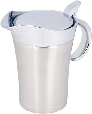 Produktbild von Thermo Sauciere Edelstahl Soßenkrug mit Deckel Doppelt Isoliert Thermo Saucenkrug Soßenkanne Saucenbecher Soßenschüssel für Soße, Sahne, Pudding(Large 750ml)