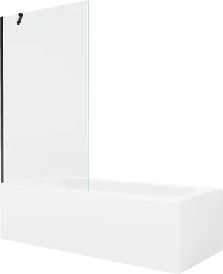 Produktbild von Mexen Vega rechteckige Badewanne 150 x 70 cm mit Verkleidung und 1-flügeliger Duschabtrennung 100 cm, transparent, schwarz - 55?
