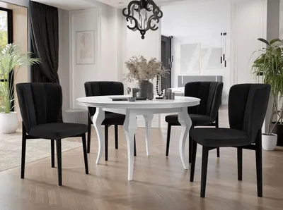 Obrázok produktu pre Rozkladací jedálenský stôl 120 cm so 4 stoličkami KRAM 2 - biely / čierny