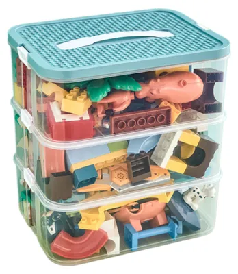 Stapelbare Aufbewahrungsbox 3er-Set mit Deckeln, grün