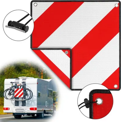 Produktbild von Bettizia Warntafel Warnschild Italien Spanien 2 in1 50 x 50 cm Reflektierendes Warnschild für Fahrradträger & Wohnmobil
