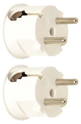 Produktbild von Schutzkontaktstecker - abgewinkelt - 16A 230V - Weiß - Kunststoff - 2 Stück