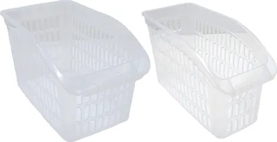 Produktbild von 2er Set Aufbewahrungskorb Transparent Schrankkorb Regal Organizer Aufbewahrungsbox Ordnungskorb Kunststoff
