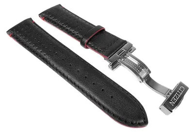 Produktbild von Citizen Uhrenarmband 23mm | Leder schwarz/Rot AT9036-08E  AT9036