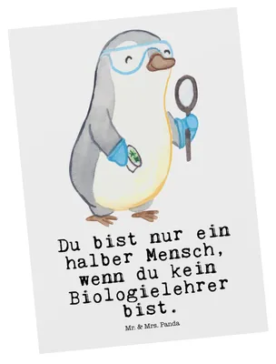 Produktbild von Mr. & Mrs. Panda Postkarte Biologielehrer Herz - Weiß - Geschenk, Ansichtskarte, bildkarte, Lustig, Spruch, Postkarten, Biologie, Grundschule, Ansichtskarten, Grußkarte