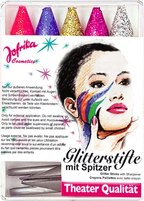 Produktbild von Jofrika Cosmetics Glitterstifte mit Spitzer, Make-up-Set für Kinder, Mehrfarbig