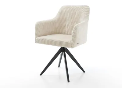 Produktbild von DELIFE Esszimmerstuhl Greg-Flex Cord Beige Kreuzgestell kantig Schwarz Taschenfederkern