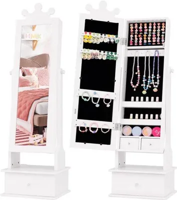 Imagen del producto de Armario de baño con espejo abatible y tres cajones - 100x38x21 cm - Joyero y mueble de almacenamiento