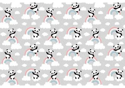 Produktbild von Kindermöbelaufkleber mit Pandas und Regenbögen, 60 x 90 cm