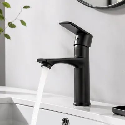 Zdjęcie produktu dla Homelody bateria łazienkowa jednouchwytowa, czarna stal nierdzewna 304, obracana o 360°