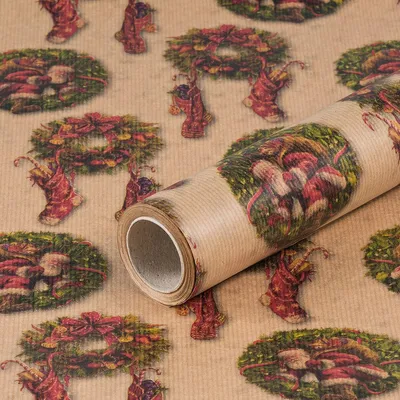 Produktbild von Geschenkpapier für Weihnachten, Weihnachtsmann, traditionell, Braun, 0,70 x 10 m