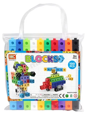 Image de Vierkante Bouwblokjes Set in Opbergtas - 100dlg.