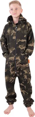 Produktbild von O'Poppy Kinder Jumpsuits Jungen Mädchen Overall Anzug mit Zwergen Kapuze camo olive