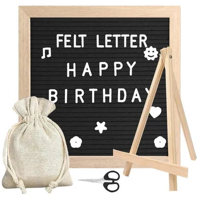 Immagine prodotto di Pannello da parete 25 x 25 cm - Bacheca in legno con lettere - 350 lettere - Cavalletto - Bacheca per memo - Decorazione per cucina/ufficio