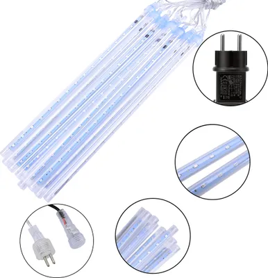 Obrázek produktu pro 192 LED Meteor Shower Rain Lights White Waterproof Icicle Fairy Lights Garden Party Christmas Deco