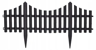 Immagine prodotto di Palizzata da giardino in plastica, bordura per prato e aiuole, recinzione, nero opaco, 60x32 cm, 1 pezzo