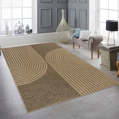 Obrázek produktu pro Moderní béžovo-hnědý koberec do interiéru i exteriéru s obloukovým vzorem Velikost - 200 x 290 cm