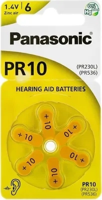 Productafbeelding van Panasonic hoortoestel batterij, zink-lucht knoopcel V10/PR70 PR10 (verpakking met 6 stuks)