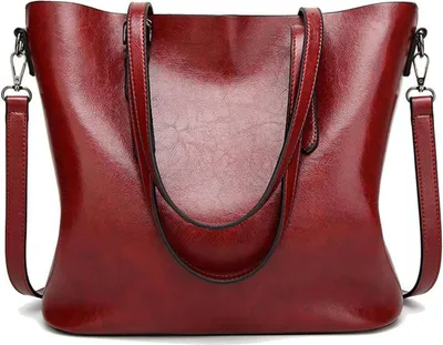 Produktbild von Weinrote Damen Tote Handtasche aus Kunstleder mit Schultergurt