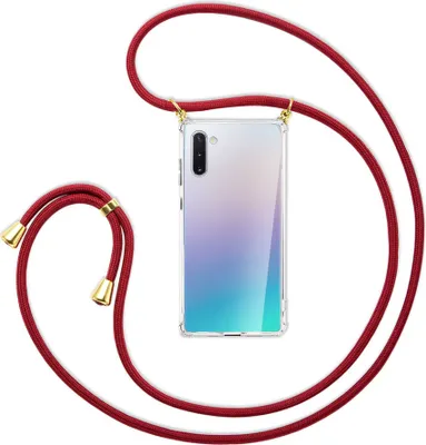 Produktbild von Handykette Backcover-Schutzhülle mit Band (Metall goldfarben) für Samsung Galaxy Note 10 - dunkelrot