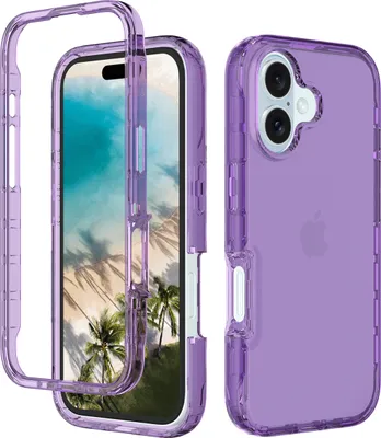 Image de Coque pour iPhone 16, coque hybride transparente, coque TPU résistante, coque anti-chocs Violet