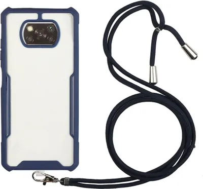 Produktbild von König Design Hülle kompatibel mit Xiaomi Poco X3 Kunststoff Handykette Cover - Case Handyhülle Blau