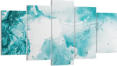 Produktbild von Bild auf Leinwand - Leinwandbild - 5 Teile - Abstraktion Meer Türkis - 160x85cm - Wand Bild - Wanddeko - Wandbilder - Leinwanddruck - Bilder - Wanddekoration - Leinwand bilder - EA160x85-4268